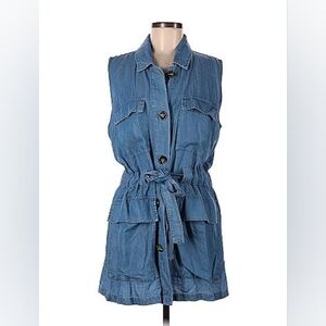 Marc New York Tencel Chambray Denim Sleeveless Tie Waist Dress